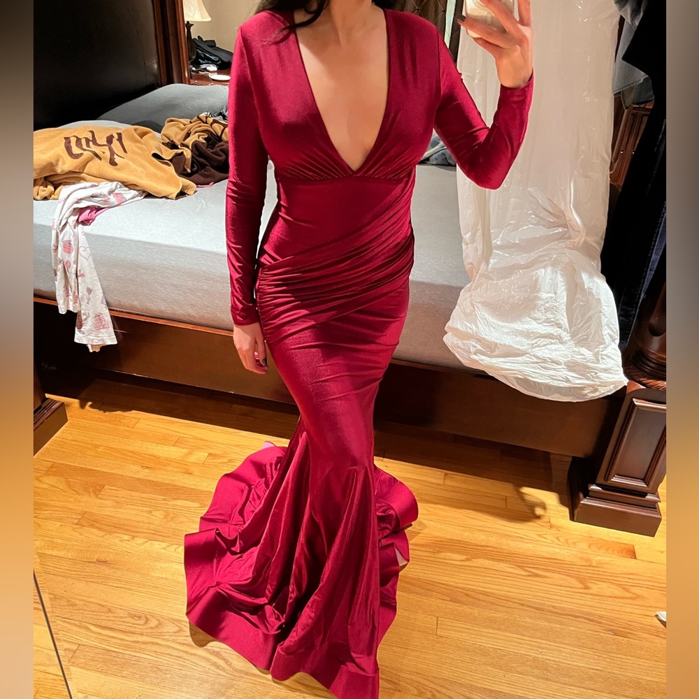 Deep Red satin evening gown